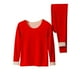 thumbnail image 1 of Conjuntos de ropa interior térmica para mujer, jersey liso informal de cuello redondo, alta elasticidad, conjuntos de ropa interior cálida, pantalones de poliéster, blusa para mujer, 1 of 2