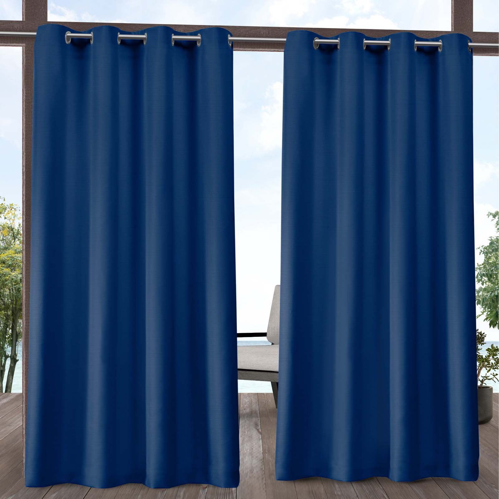 Exclusive Home Delano Heavyweight Textured Indoor/Outdoor Grommet Top Curtain Panel Pair, 54"x108", Charcoal
