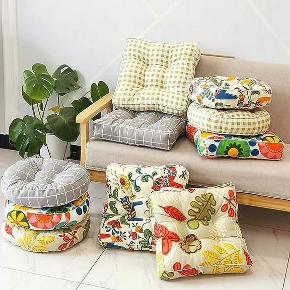 Zhuge 1PC Indoor Outdoor Bohemian Round Chair Cushion Seat Pad Floor Cushion Pillow ,Sun Flower 2, 18"X18"