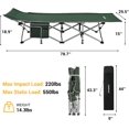 "FUNDANGO XL Heavy Duty Folding Camping Cot, Extra Wide for Adults, 79""x30"" Green with Carry
