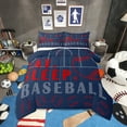 thumbnail image 2 of Baseball Bedding Sets King Sport Game Ball Theme Comforter Sets Baseball Room Decor Down Comforter Sports Comforter Sets Teen Sports Bedding Bed Set 3 Pcs Navy Blue Red, 2 of 7