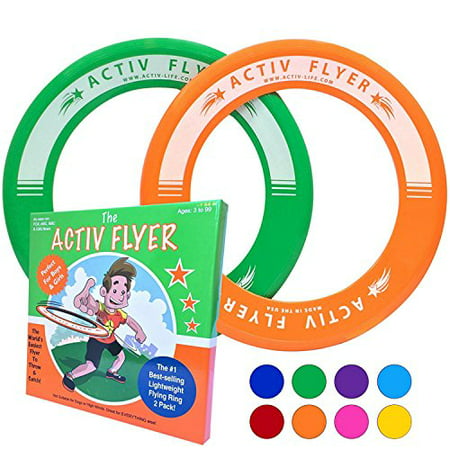 Best Kids Ring Frisbees [Green/Orange] Play Ultimate Toss Games with Friends and Family Outdoors - Indoor Gym Flying Disc Toys for Top Frisby Golf - Sports Christmas Gifts & Birthday Presents (Best Ww2 Flying Games)