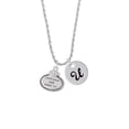 thumbnail image 2 of Delight Jewelry Silvertone Keep Calm and Chive On Silvertone Script Initial Disc - U - Charm Necklace, 20"+3", 2 of 4