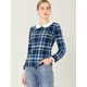 thumbnail image 2 of INSPIRE CHIC Blusaa Cuadros Cuello Peter Pan Manga Abullonada En Contraste Camisa Para Mujer Azul S, 2 of 6