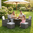 thumbnail image 5 of HOYOA 9 Pieces Outdoor Dining Sets Patio Rattan Conversation Set Space Saving Wicker Chairs with Glass Table,Gray, 5 of 8
