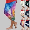 thumbnail image 2 of vigerkar Capri Pants for Women Vintage Boho Floral Printed Yoga Leggings Casual Summer High Waisted Knee Length Pants (Sky Blue, S), 2 of 6