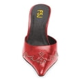 thumbnail image 4 of FSJ Women Pointed Toe Studded Backless Pumps Slip on Stiletto High Heel Mules Casual Dress Work Slides Shoes Size 7.5 Red, 4 of 5