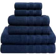 American Soft Linen Turkish Cotton Bath Towel Sets in Different Colors & Styles, Maximum Softness & Absorbency, Hotel and Spa Quality (Navy Blue, 6 Piece Bath Towel Set)