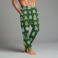 thumbnail image 4 of Wutalume Men's Drawstring Pocket Cuffed Casual Pants with Holiday Christmas Print, Warm Home Sleep Pants for Lounge and Leisure Time,Army Green L, 4 of 7