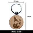 thumbnail image 2 of Gnome Wizard Beard Want Pointy Hat Engraved Wood Round Keychain Tag Charm, 2 of 6