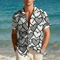 thumbnail image 4 of Mifsaly Mens Valentines Shirt Hearts Print Short Sleeve Blouse Cozy Breathable Vacation Tops Festival Party Lapel Basic Blouse Spring Summer Outfits XXL, 4 of 9