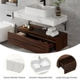 thumbnail image 4 of Dextrus 39.4 in Bathroom Vanity Floating Wall Mounted Bathroom Cabinet Glossy Cabinet Storage Wooden Vanity with Ceramic Basin Sink and 2 Drawers, Walnut & White, 4 of 6
