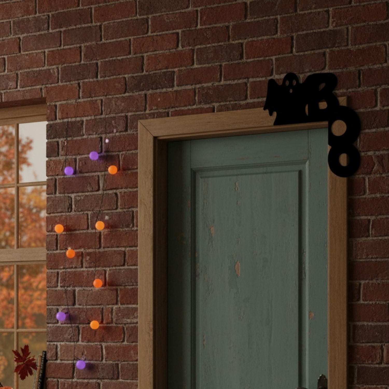 Halloween Ghost Door Hanging Sign, Gothic Farmhouse Wall Decor for Front Door, Dorm Room, Haunted House and Family Party