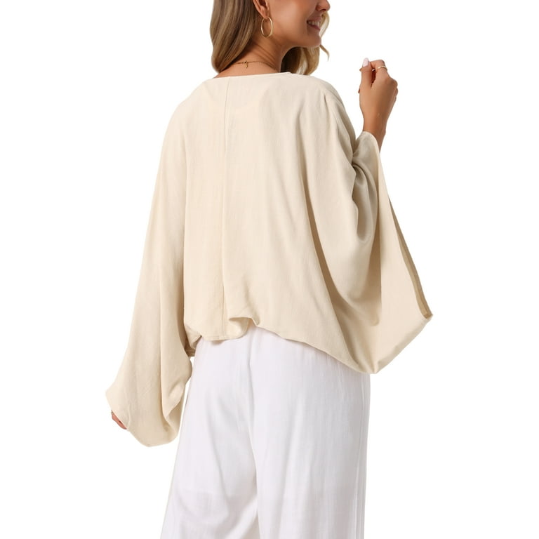 Women's Summer Linen Cardigan 3/4 Sleeve Open Front Loose