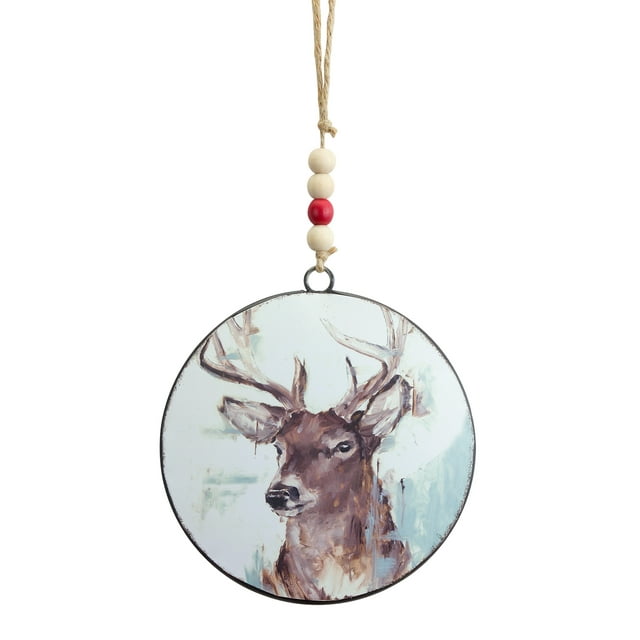 Deer Disc Ornament 6.5"H (Set of 12) Metal