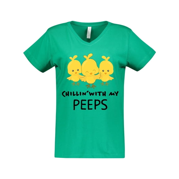 Inktastic Chillin' with My Peeps Women's V-Neck T-Shirt