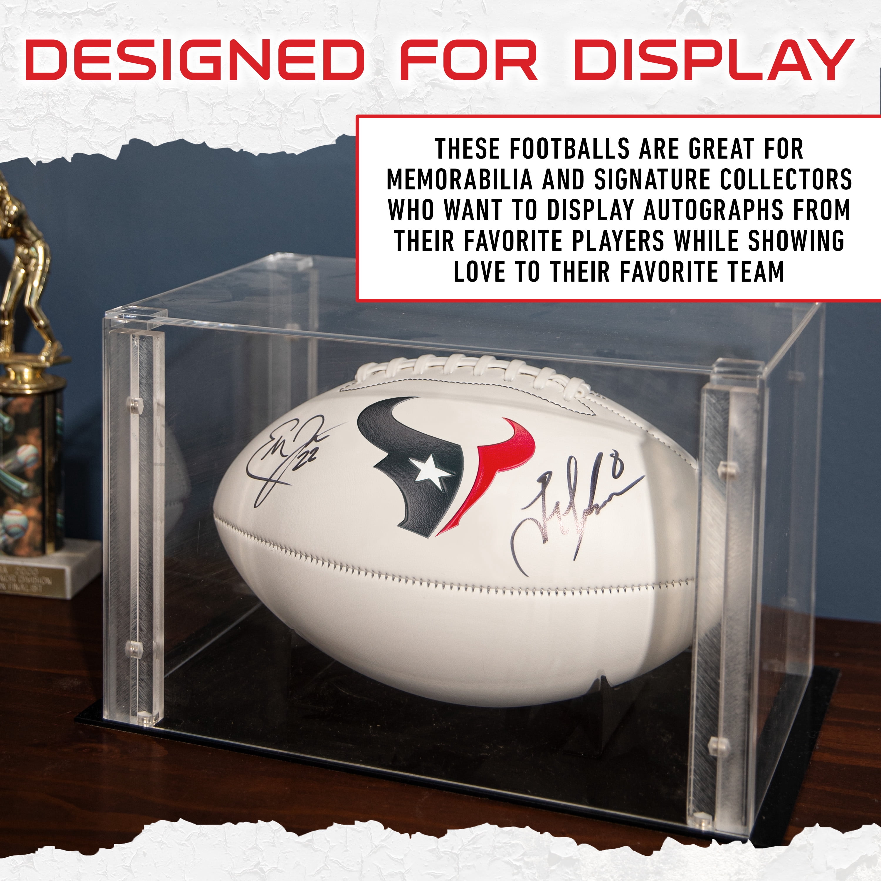 Franklin Sports NFL Houston Texans Autograph Football - Official Size White Panel Souvenir Football for Autographs + Signatures - NFL Team Fan Shop Memorabilia Football for Display