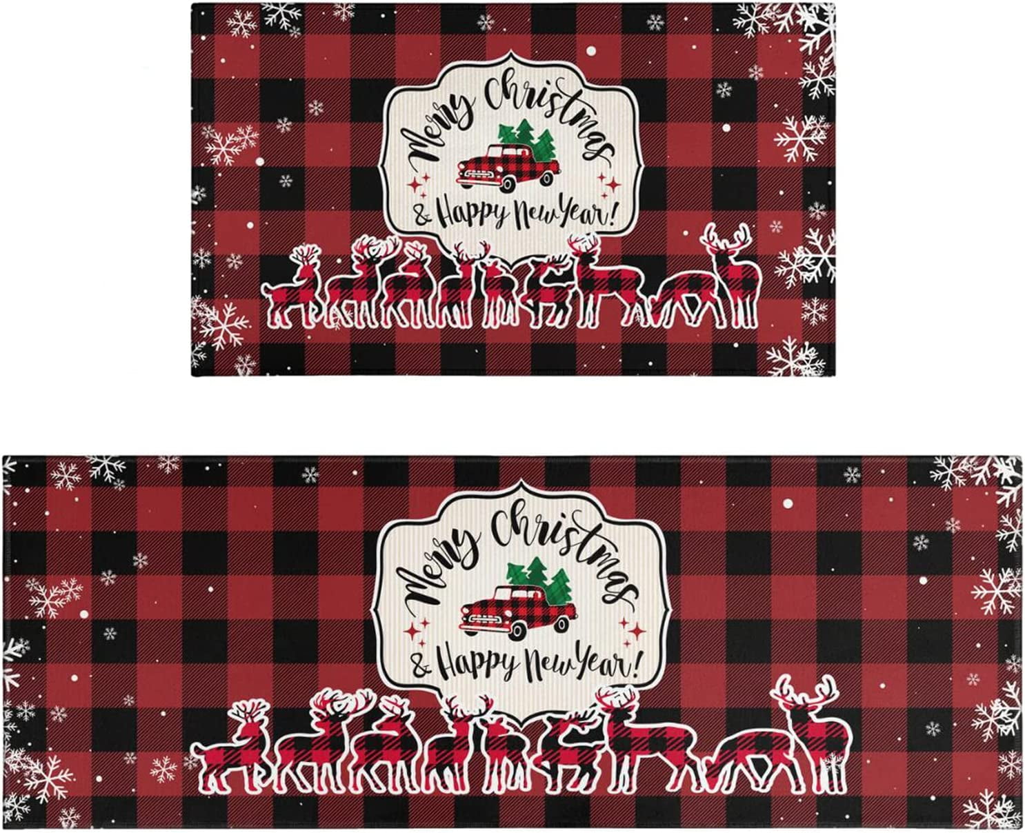 Christmas Kitchen Rug Mat Red Buffalo Plaid