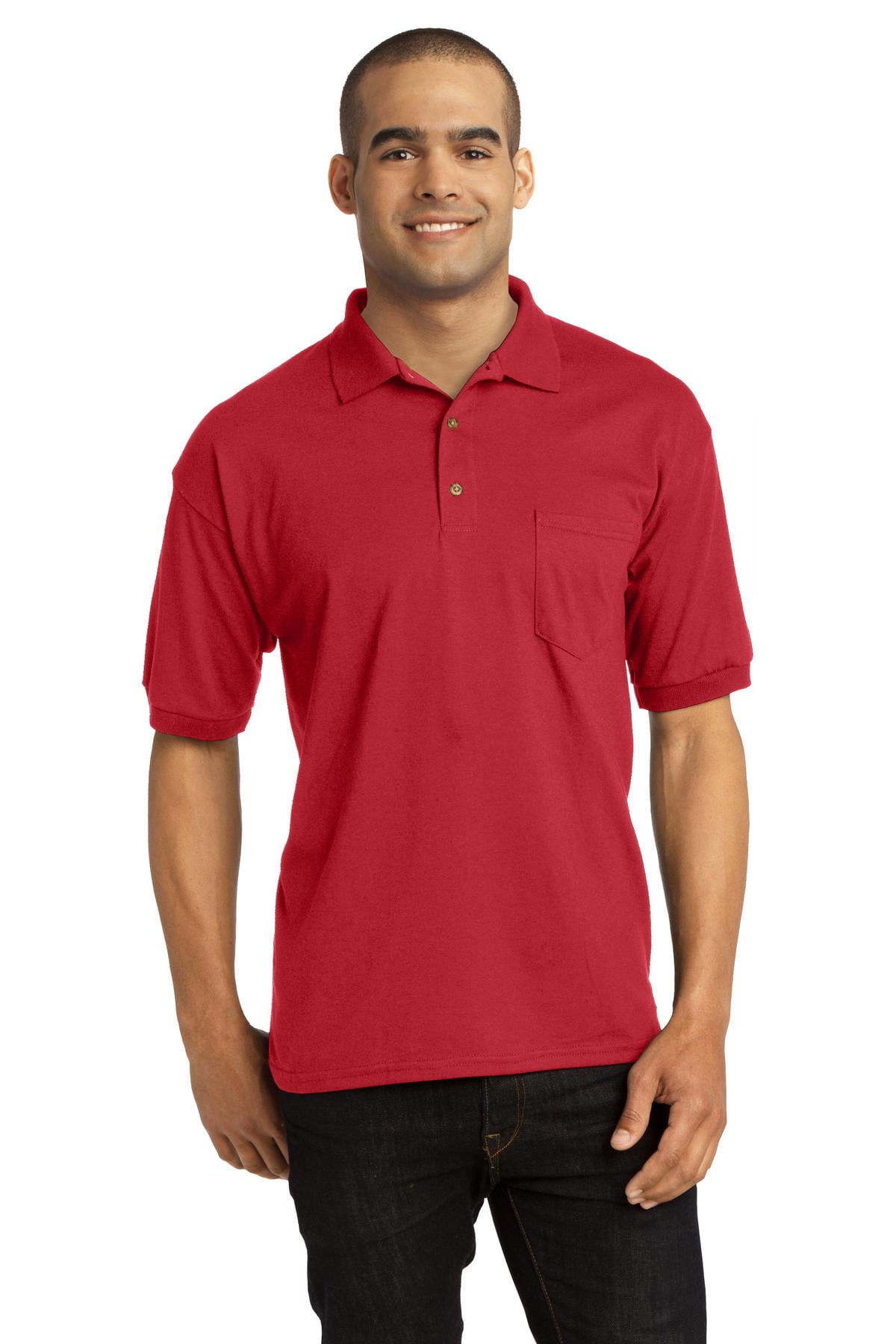 Gildan Men's Short Sleeve Jersey Knit Sport Shirt with Pocket. 8900 ...