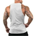thumbnail image 3 of Sakmal White Womens Tanks Crew Neck White Camisole Workout Solid Gym Mens Sleeveless Shirts, 3 of 4