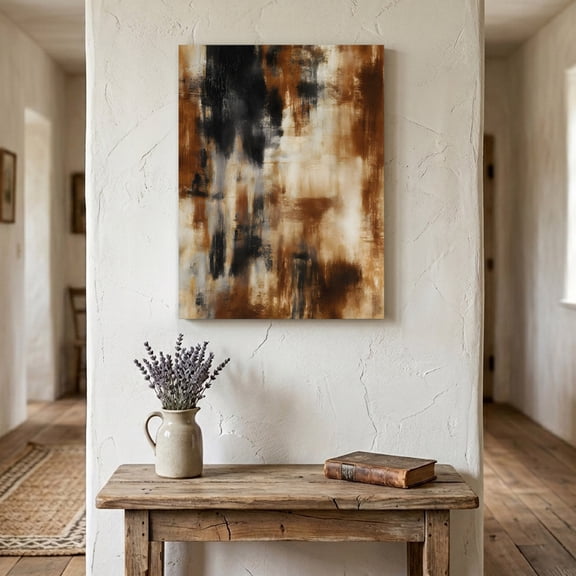 Gradient Brown Black Canvas Wall Art for Living Room Bedroom Bathroom, Abstract Vintage Black Brown Oil Painting Canvas Art Wall Decor, Artwork for Walls Home Office Decor, 18"x24"