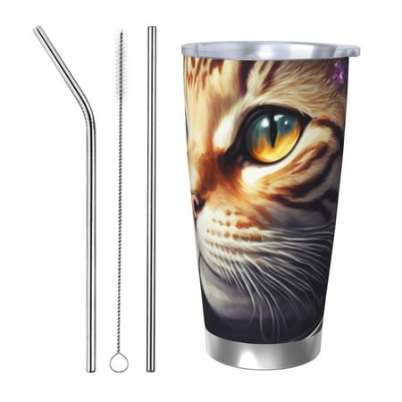 

Salouo Astronaut Cat Print 20oz Tumbler with Lid Stainless Steel Vacuum Insulated Tumbler Durable Insulated Coffee Mug Thermal Cup with Splash Proof Sliding Lid-Straw Three-piece Set