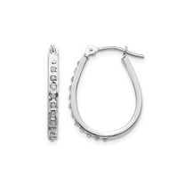 Diamond Accent Oval Hoop Earrings in 14K White Gold (3/4 Inch)