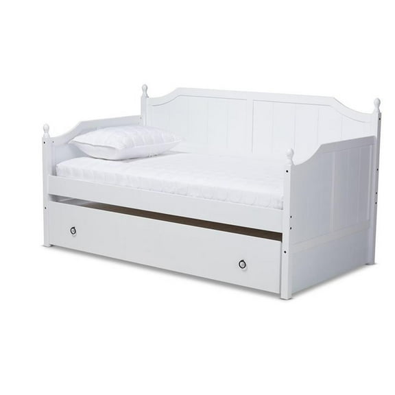 Bowery Hill Farmhouse Wood Twin Daybed with Trundle in White