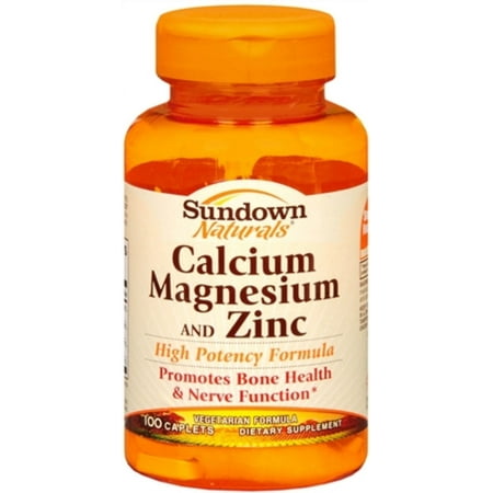 Sundown Calcium Magnesium and Zinc Caplets 100 Caplets (Pack of 6)