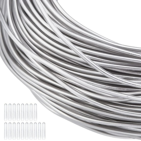 17 Gauge Silver Bendable Aluminum Craft Wire with 20 Caps 131FT Transparent PVC Plastic Covered Aluminum Wire DIY