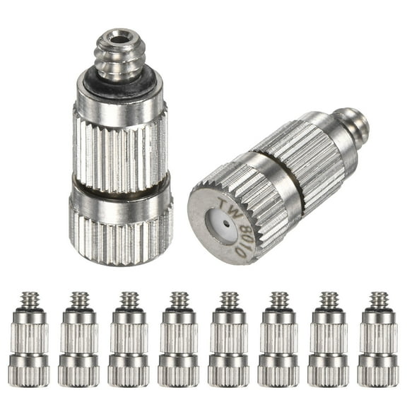 Uxcell 10-Pack Brass Misting Nozzles, 0.8mm Orifice Misting System Parts [3/16"]