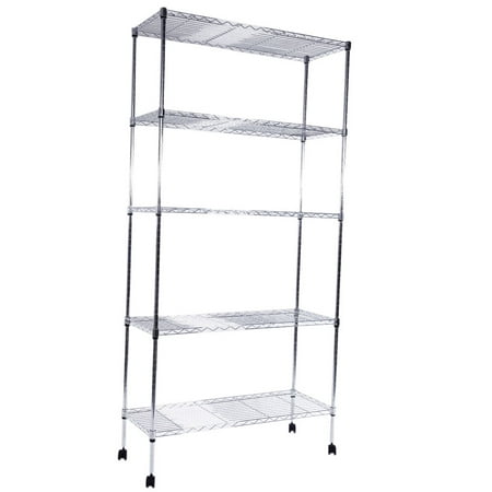 

EastVita 5-layer Iron Shelf With 1.5 Smooth Wheels Multifunctional Chrome Plated Storage Rack Organizer (165 X 90 X 35cm )