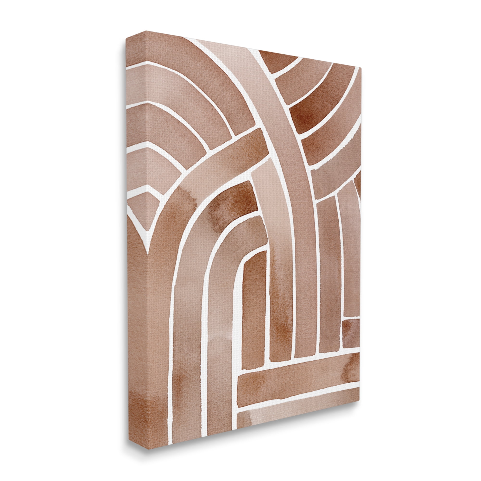 Stupell Industries Abstract Rounded Stripes Lines Brown Watercolor Design Painting Gallery Wrapped Canvas Print Wall Art, Design by Grace Popp