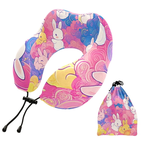 BZSMCE Travel Pillow Bunny Cloud Dreams Pattern 10.5x9.5x6in