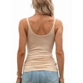 thumbnail image 3 of Women Spaghetti Strap Scoop Neck Ribbed Slim Fitted Cotton Camisole Sleeveless Layering Shirts Apricot M, 3 of 9