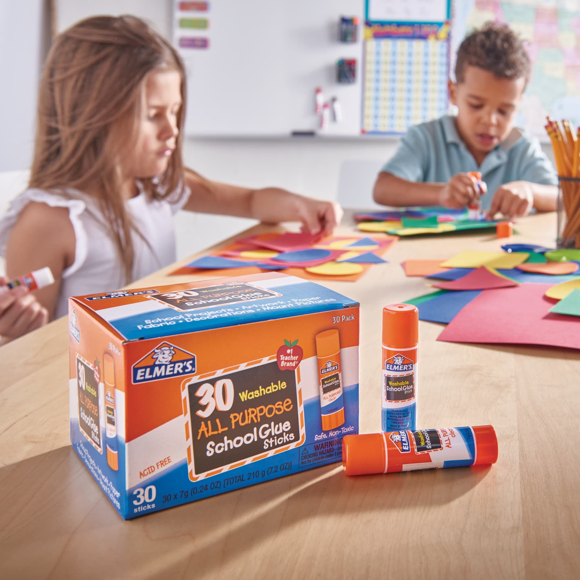 Elmer's Glue Stick Classroom Pack, All-Purpose Clear, Box Of 30