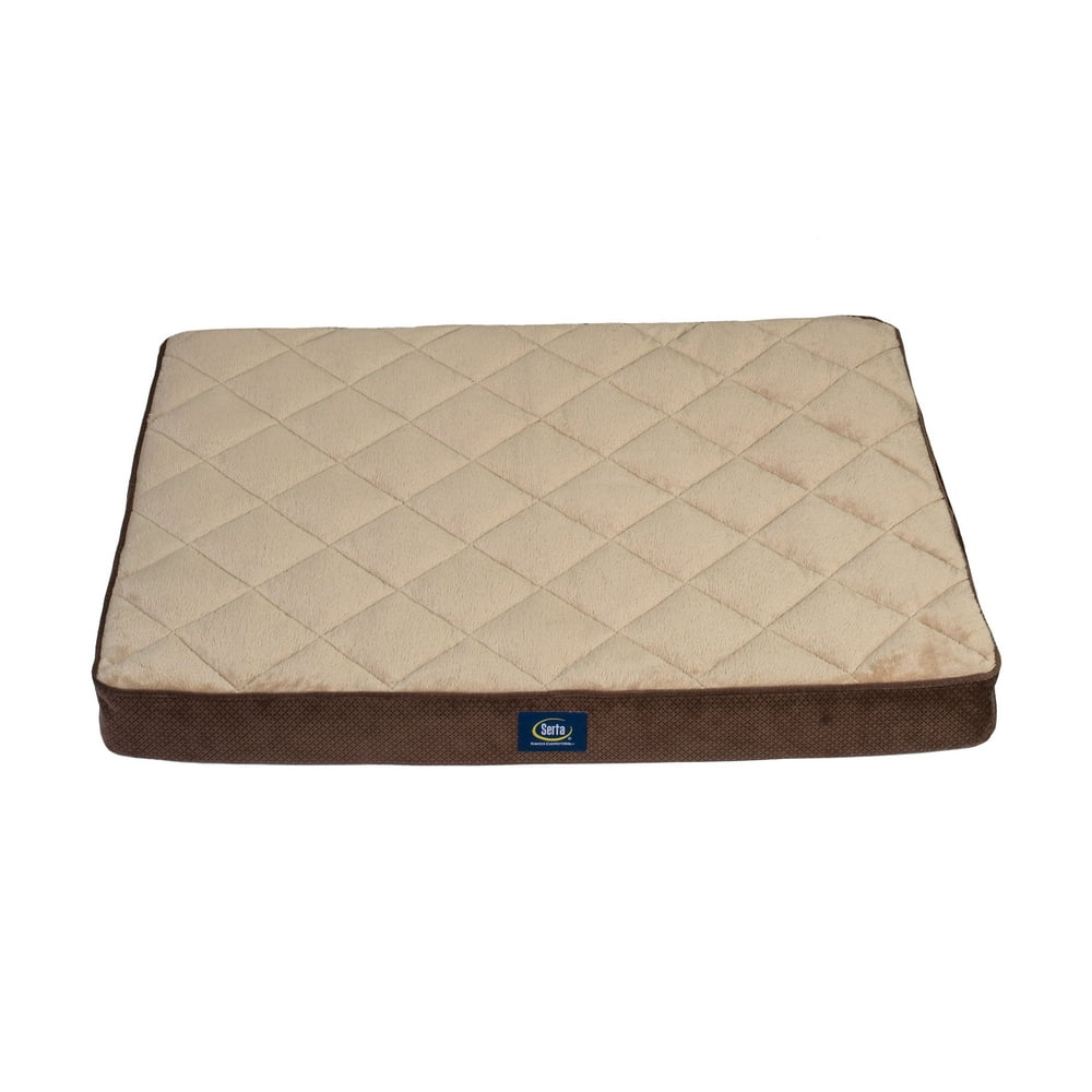 Serta Ortho Quilted Pillow Top Pet Dog Bed, Large Mocha