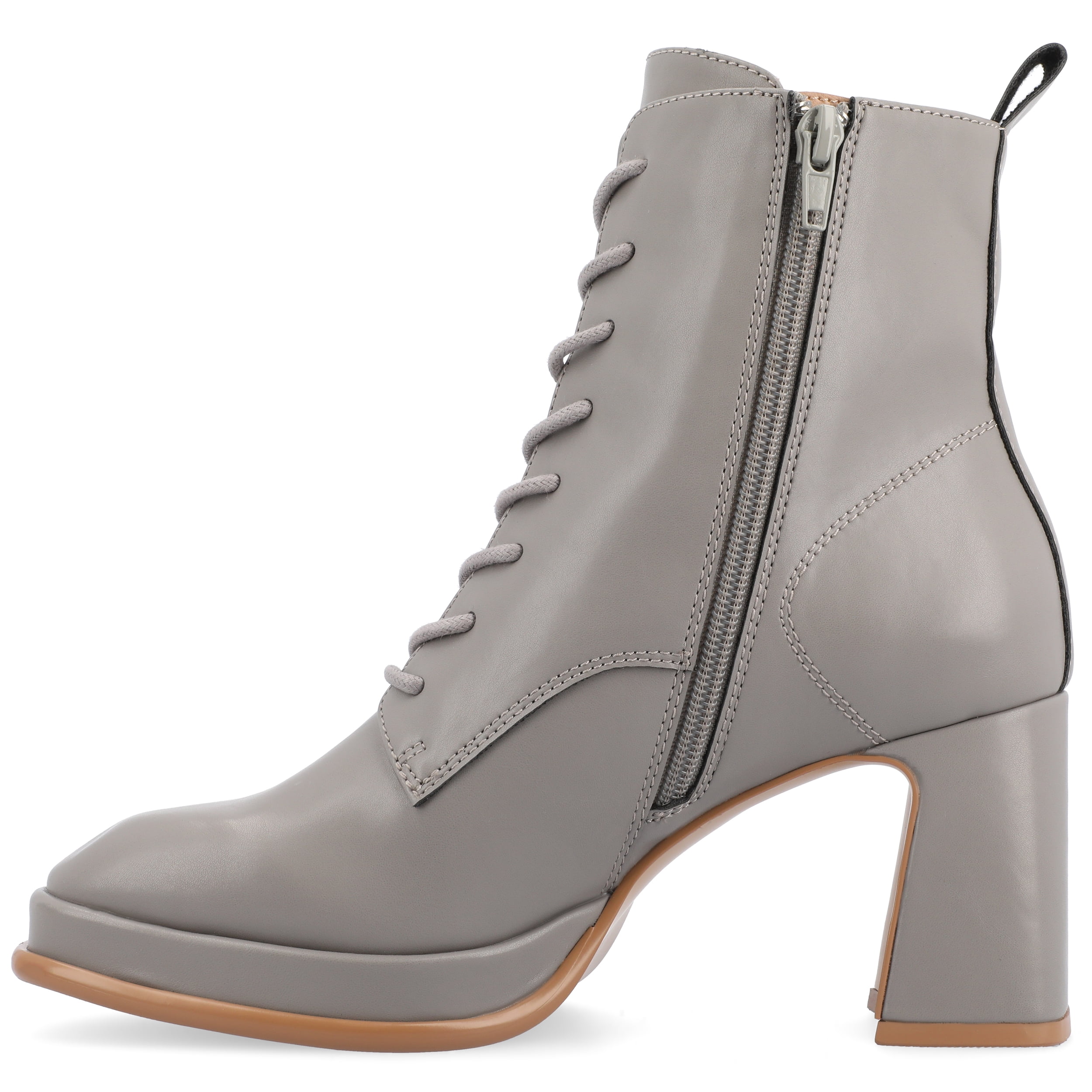 Journee Womens Kalindi Lace Up and Zip Entry Square Toe Booties, Widths Available
