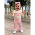 thumbnail image 6 of Loicainy Infant Baby Girl Fall Clothes Set 3 6 9 12 Months Ribbed Long Sleeve Romper Flare Pants Bow Headband Outfits, 6 of 9