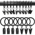 thumbnail image 2 of 1 Inch Metal Curtain Rings with Clips in Black, Curtain Hangers Clips, Drapery Clips with Rings, Set of 20, 2 of 7