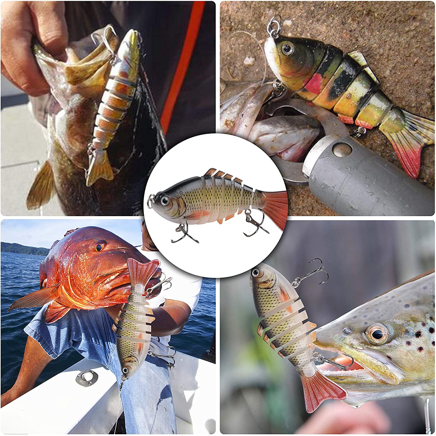 Bass Fishing Lure Jointed Swimbaits Slow Sinking Hard Lure - 7 Segmented  Multi Swimming Lures Lifelike Hard Bait Bass Fishing Lures Kit, Pack of 5 -  Walmart.com