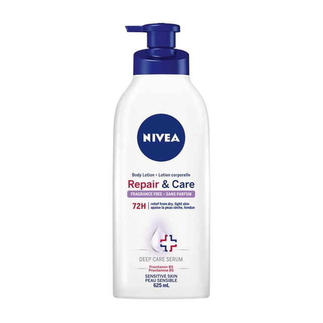 NIVEA Repair & Care Lotion pour le Corps Sans Parfum / Longue Durée / Hydratation 72H / pour Peau Sèche, Tendue et Sensible / Hydratant Quotidien Sans Parfum / Absorption Rapide