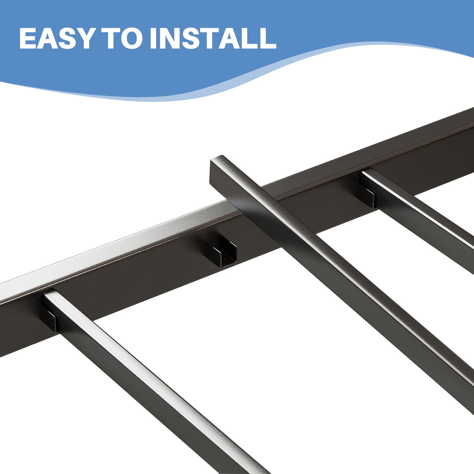 12.8 inch High Steel Bed Frame with Underbed Storage - No Box Spring Needed, Tool-Free Assembly, Queen