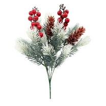 BinKFF Artificial Christmas Flowers Bouquet with Pine Cone Red Berry, Fake Christmas Floral Winter Faux Flowers Plants for Home Indoor Outdoors Table Decorations Garland Wreath Arrangements