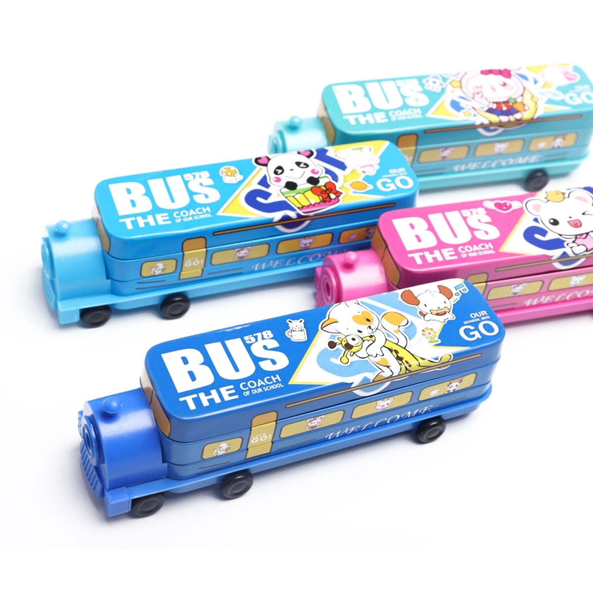 Pencil Case Train Double Layer High Capacity Rollable Wheels Comes with