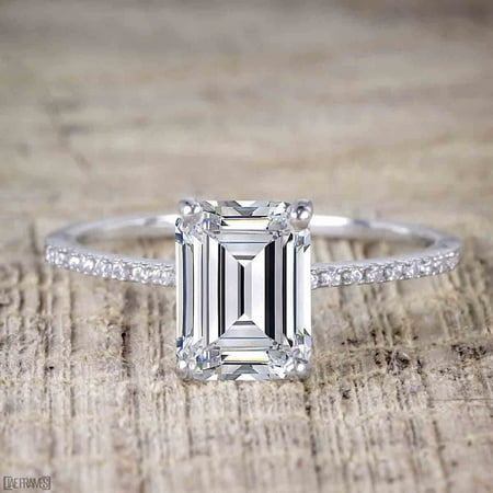 The Best 1.25 Carat Emerald cut Moissanite and Diamond Engagement (Best Non Diamond Engagement Rings)