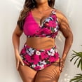 thumbnail image 4 of QUNYINEY Plus Size Womens Bikinis 2 Piece High Waisted Floral Swimwear Triangle Push Up V Neck Swimsuit Sets, 4 of 9