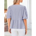 thumbnail image 2 of Blusa PRETTYGARDEN para mujer, camisa a rayas con lazo en la parte delantera 2025, azul marino, 2 of 8