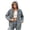 Blue, variant on Nowekniz Women's Hooded Denim Shacket Jacket, Drawstring Button Front Long Sleeve Washed Jean Jacket with Pockets, Casual Western Outerwear