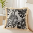 thumbnail image 2 of REGALWOVEN Boho Decorative Throw Pillow with Tassel Edge Palm Leaf Jacquard Pillow Cases Set of 2 Dark Grey 18" x 18", 2 of 7
